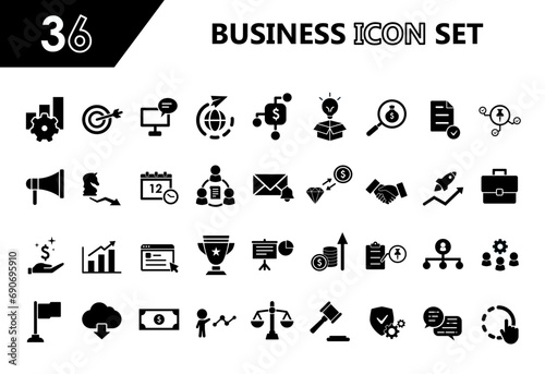 Business icon collection, financial, flat design, Management