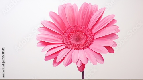 A vibrant gerbera daisy  with a radiant pink hue  making a statement against a white canvas.