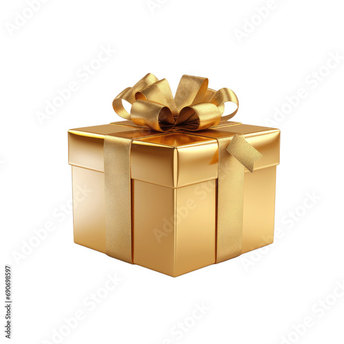 Golden gift box isolated on white or transparent background © Nazmus