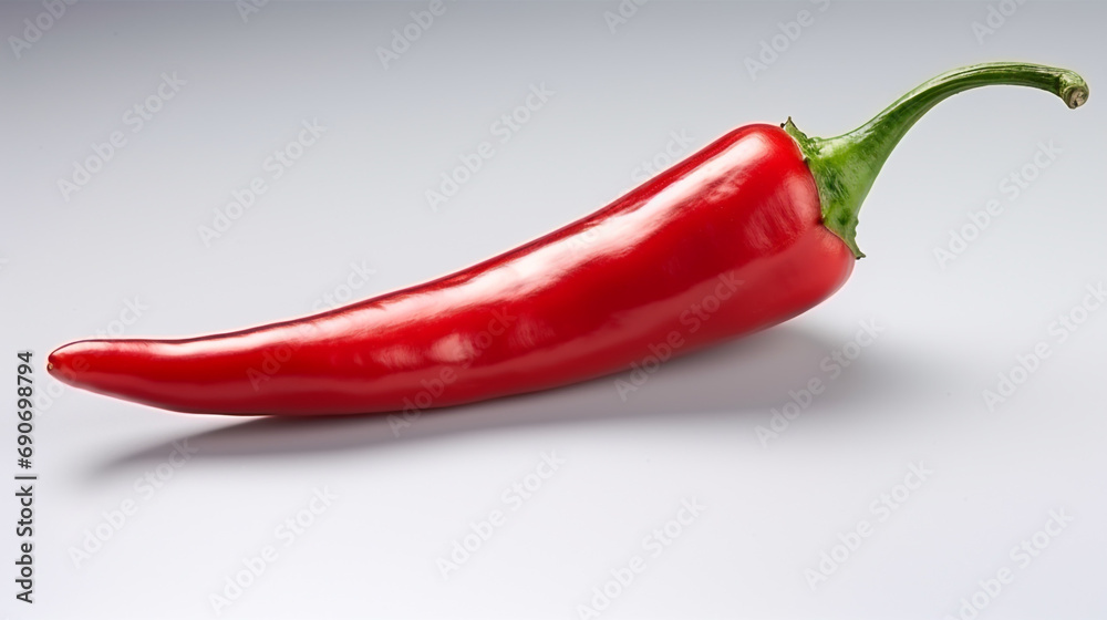 Perfect whole red pepper on white copy space created with Generative Ai Perfect whole red pepper on white copy space created with Generative Ai