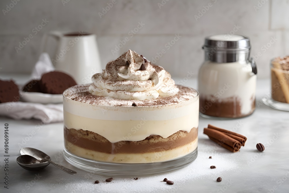 A Delicious Dessert with Whipped Cream and Cinnamon A Delicious Dessert with Whipped Cream and Cinnamon