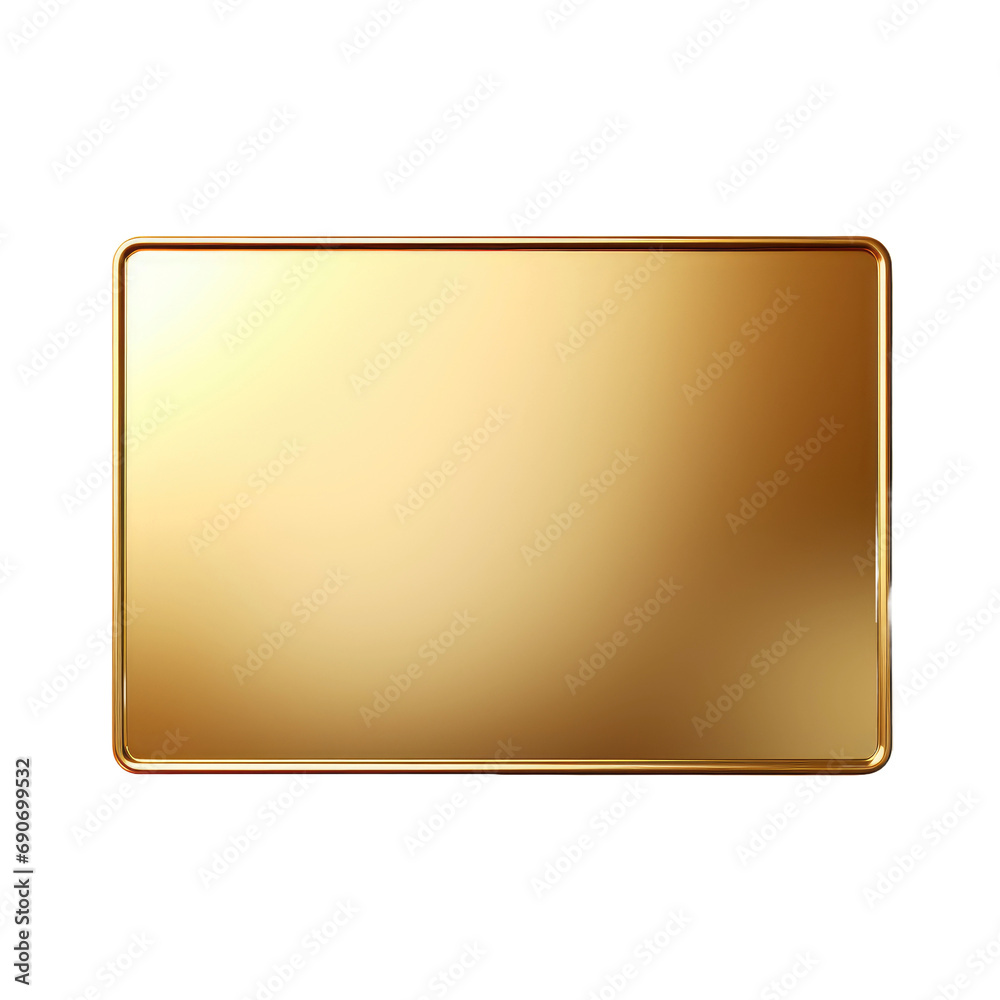 Golden rectangular plaque isolated on white or transparent background Golden rectangular plaque isolated on white or transparent background