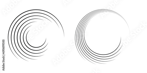 Spiral with black speed lines as dynamic abstract vector background or logo or icon photo