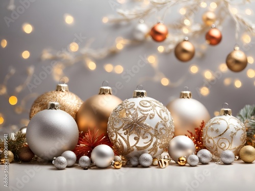 Christmas Ornaments Arranged in a Festive Display