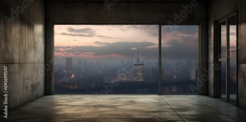 An empty room with a view of the city © pham