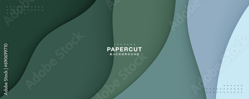 Green papercut background design multi color dimension layers.