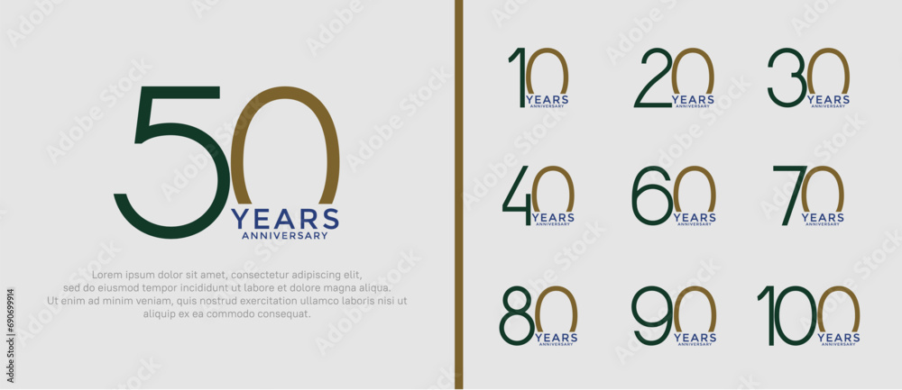 set of anniversary logo black and brown color on white background for celebration moment set of anniversary logo black and brown color on white background for celebration moment