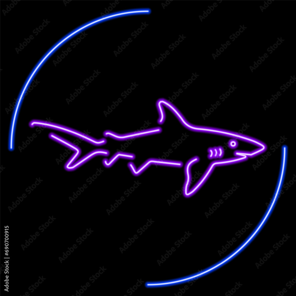 shark neon sign, modern glowing banner design, colorful modern design trends on black background. Vector illustration. shark neon sign, modern glowing banner design, colorful modern design trends on black background. Vector illustration.