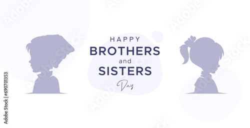 Design for celebration of brothers and sisters day, May 2nd. celebration of brothers and sisters day modern minimalist design. featuring silhouettes of boys and girls. silhouette of little boy