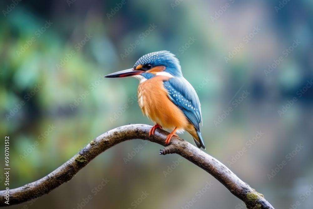 A small colorful kingfisher perched on a branch