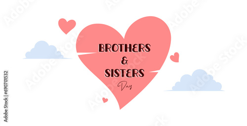 Design for celebration of brothers and sisters day, May 2nd. celebration of brothers and sisters day modern minimalist design. featuring symbols of love and clouds