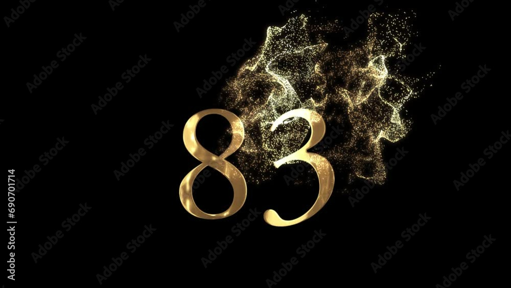 Golden number 83 from particles, numbering, eighty three, golden ...