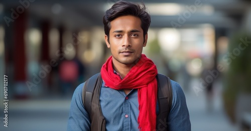 A man with a red scarf around his neck © pham