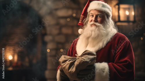 santa claus with bag full of gifts