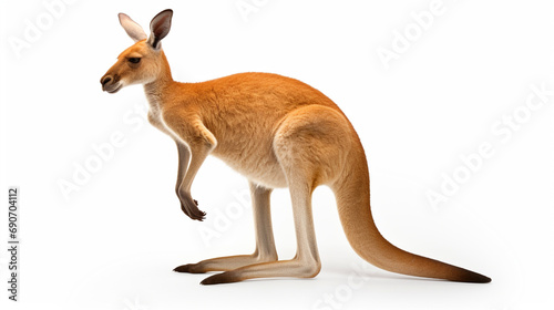 Red kangaroo on white background. generative ai © Witri