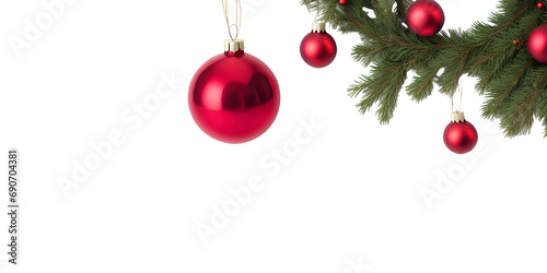 Christmas trees and ball ornaments in border