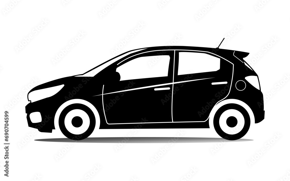 family luxury car in silhouette, transportation equipment icon, vector illustration