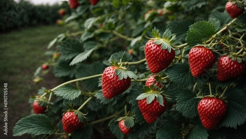 A Lush Bush of Ripe Strawberries