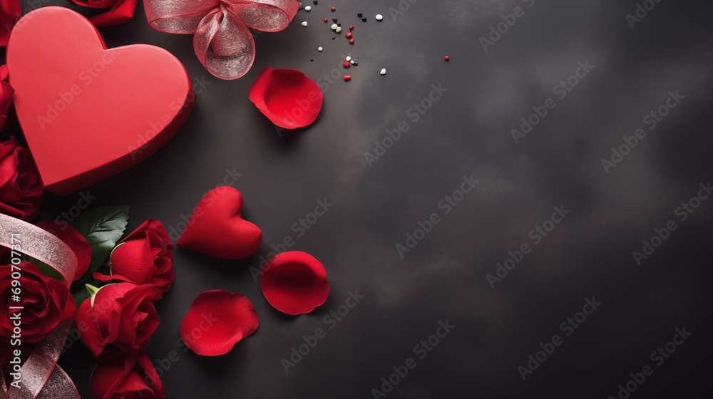 red rose petals on black