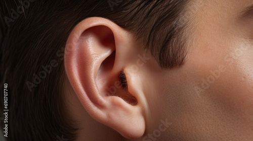 Close-up of the ear. A man's ear photo