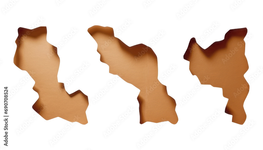 brown paper torn isolated on transparent background cutout