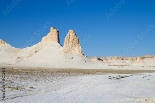 Rock pinnacles in Bozzhira valley view, Kazakhstan