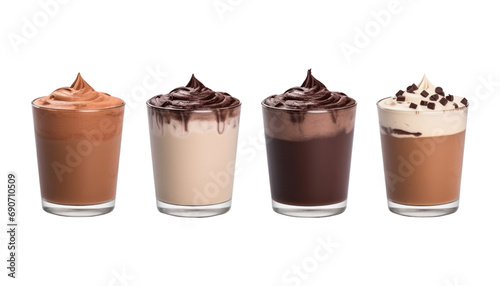 chocolate with whipped cream isolated on transparent background cutout