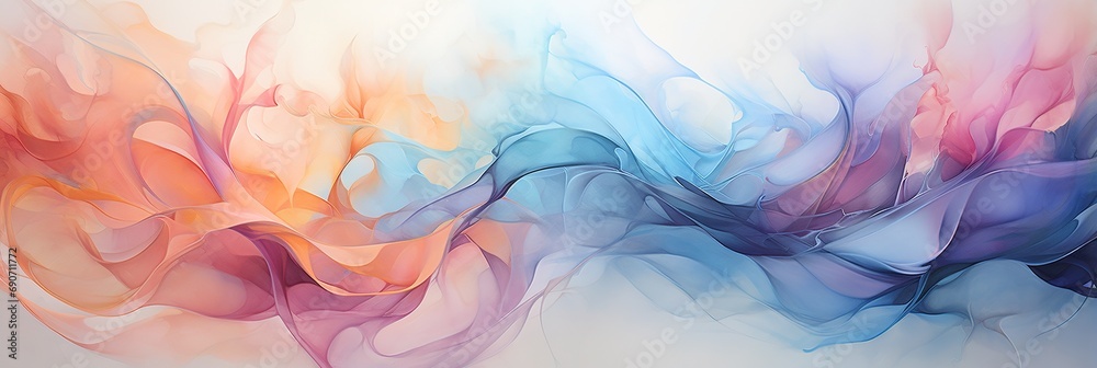 Abstract pastel colorful smoke and stains painting banner background