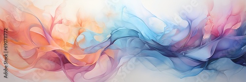 Abstract pastel colorful smoke and stains painting banner background