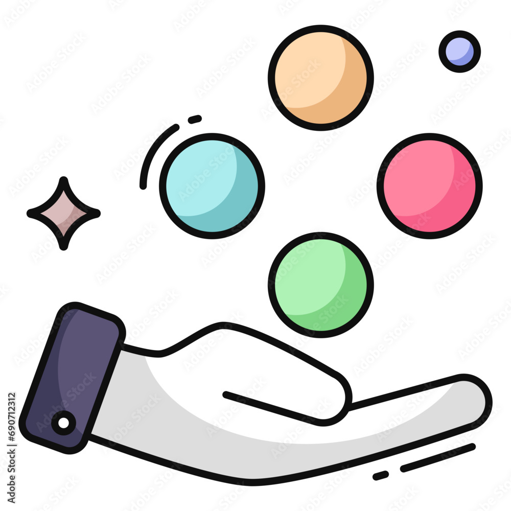 Conceptual flat design icon of juggling balls Conceptual flat design icon of juggling balls