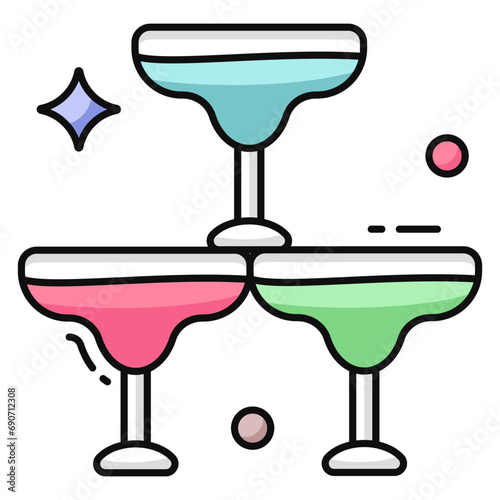 Trendy design icon of juice glasses 