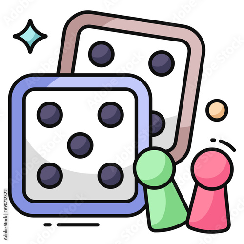 A flat design, icon of ludo dices