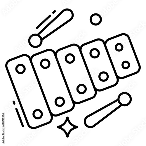        A musical instrument icon, flat design of xylophone 