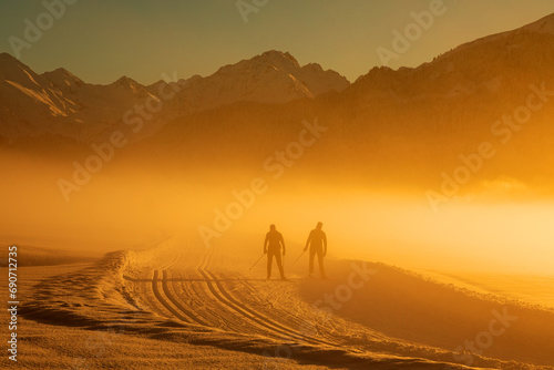 Allgäu - Winter - Langlauf - Langläufer - Sonnenuntergang - Oberstdorf 