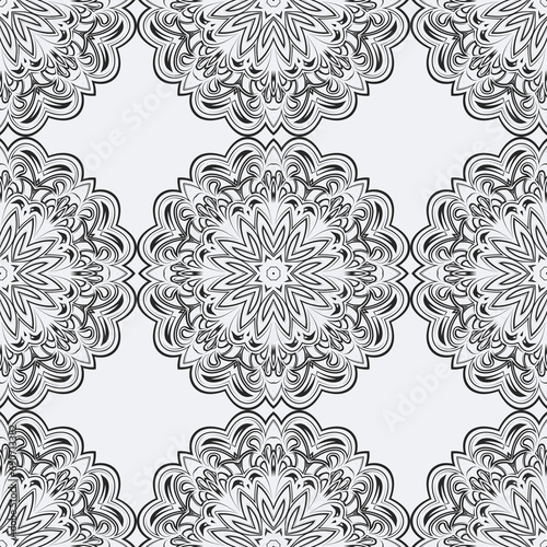Christmas pattern from snowflakes for a card vector. For coloring book. Hand-drawn decorative. Black and white pattern.