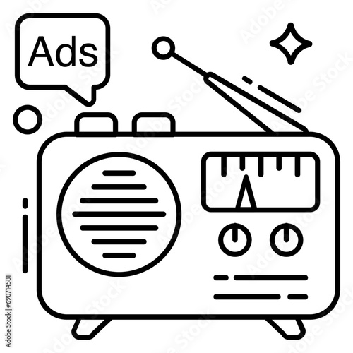 A unique design icon of radio ad