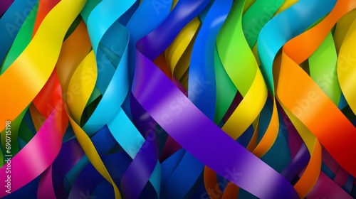 LGBT background. LGBT+ ribbons in rainbow colors. Diversity and equal rights. 