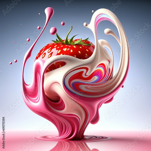a beautiful strawberry and milk swirlin photo