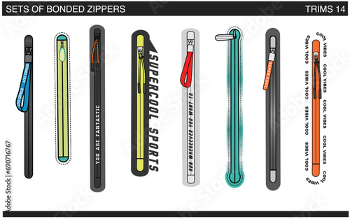 SET OF BONDED ZIPPERS VECTOR ILLUSTRATION