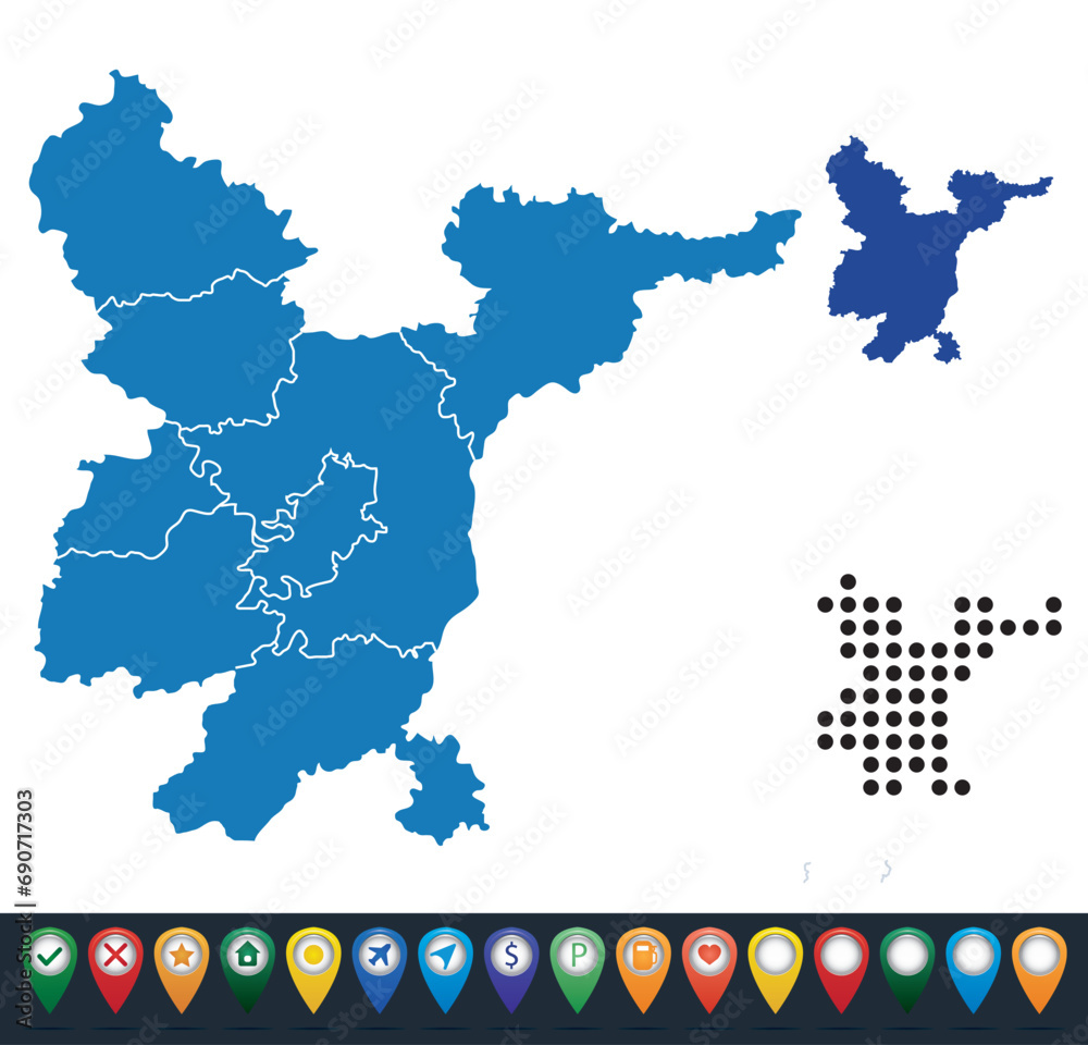 Obraz premium Set maps of Vilnius County