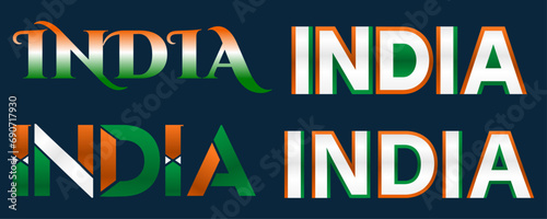 India text style effect  26 January  republic day  Indian Independence Day theme  Vector  Indian flag background 