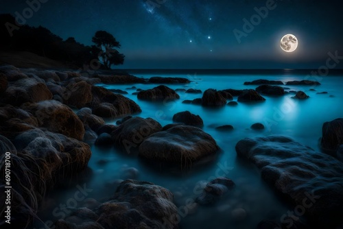 full moon over the ocean © Naila