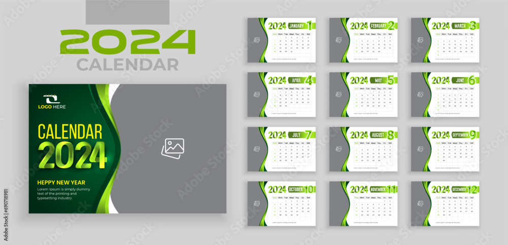 2024 calendar template week starts on Sunday Simple planner design
