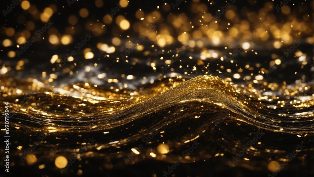 A Blurry Image of a Wave in Gold - obrazy, fototapety, plakaty 