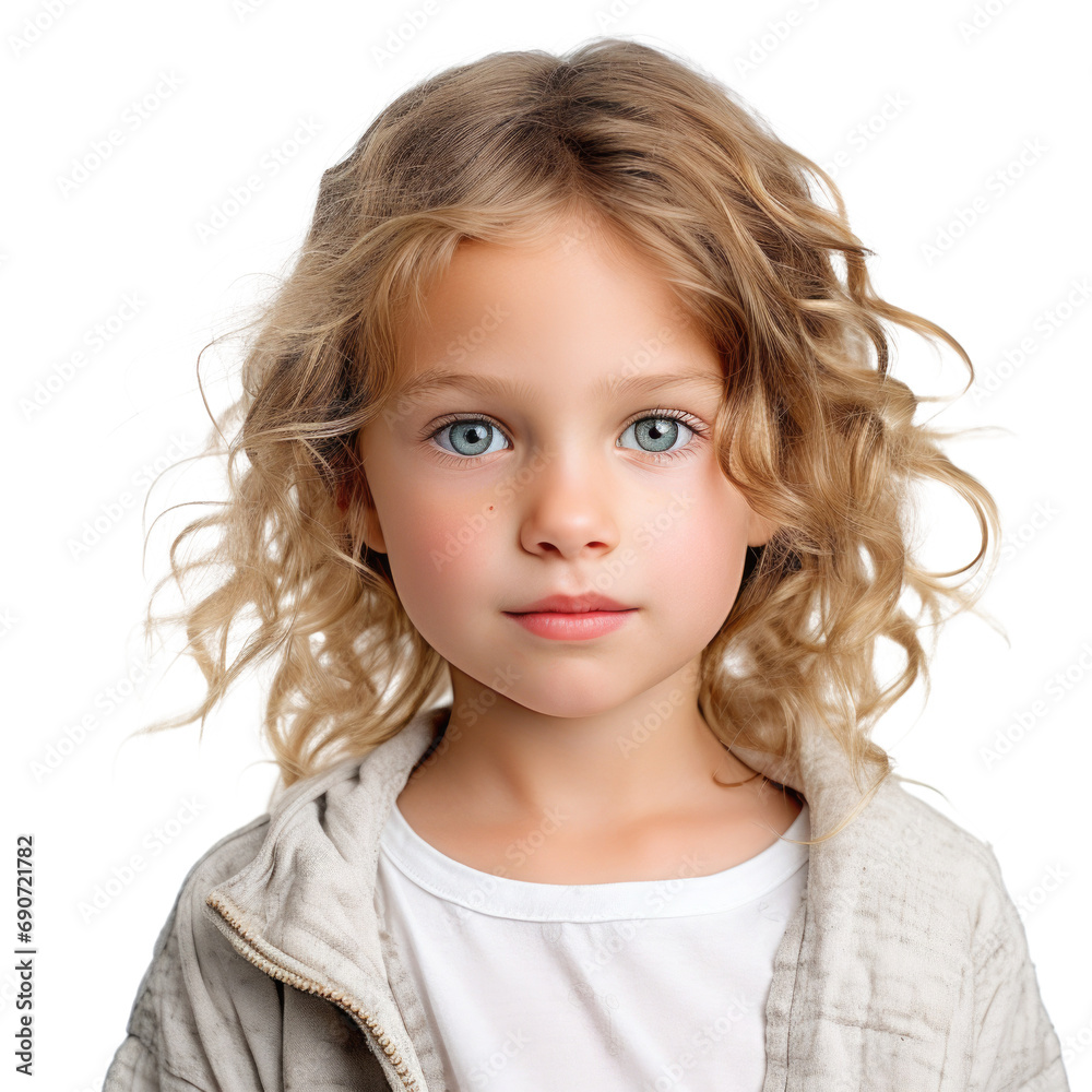 Portrait of little girl isolated on transparent background. Cute child looking at camera Portrait of little girl isolated on transparent background. Cute child looking at camera