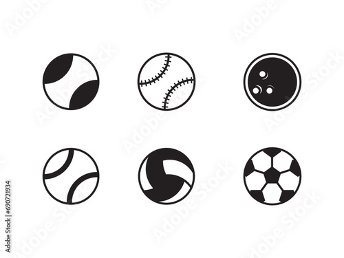 Simple sport balls icons collections isolated on white background stock illustration Basketball - Ball  Basketball - Sport  Icon Set  Baseball - Ball  Softball - Ball