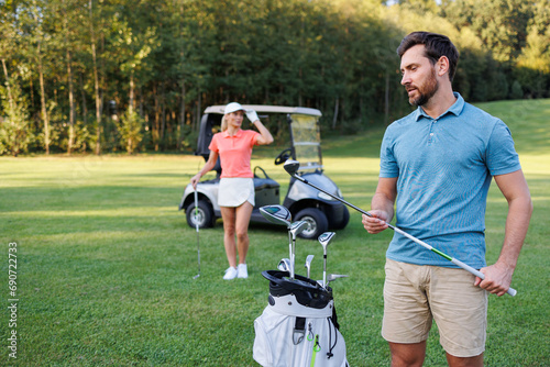 Recreational Golf: Couple Enjoying Golf Course Delights