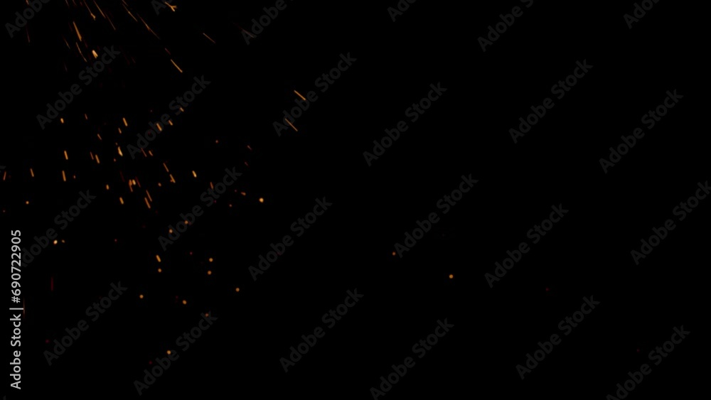 Burning red hot sparks rise from large fire seamless loop. Background ...