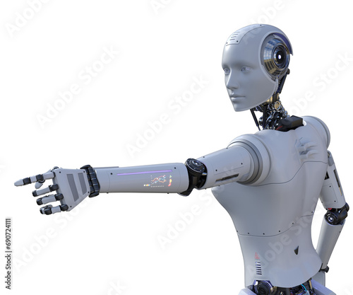 Billede på lærred Intelligenza artificiale robot computer umanoide donna su fondo trasparente