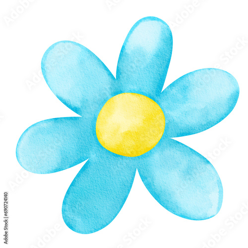 Blue camomile watercolor 
